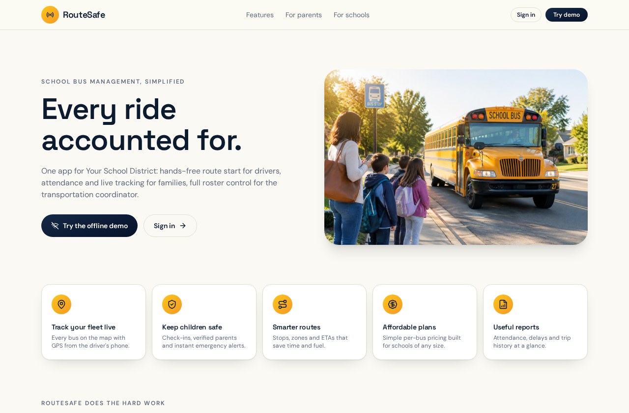 RouteSafe website preview